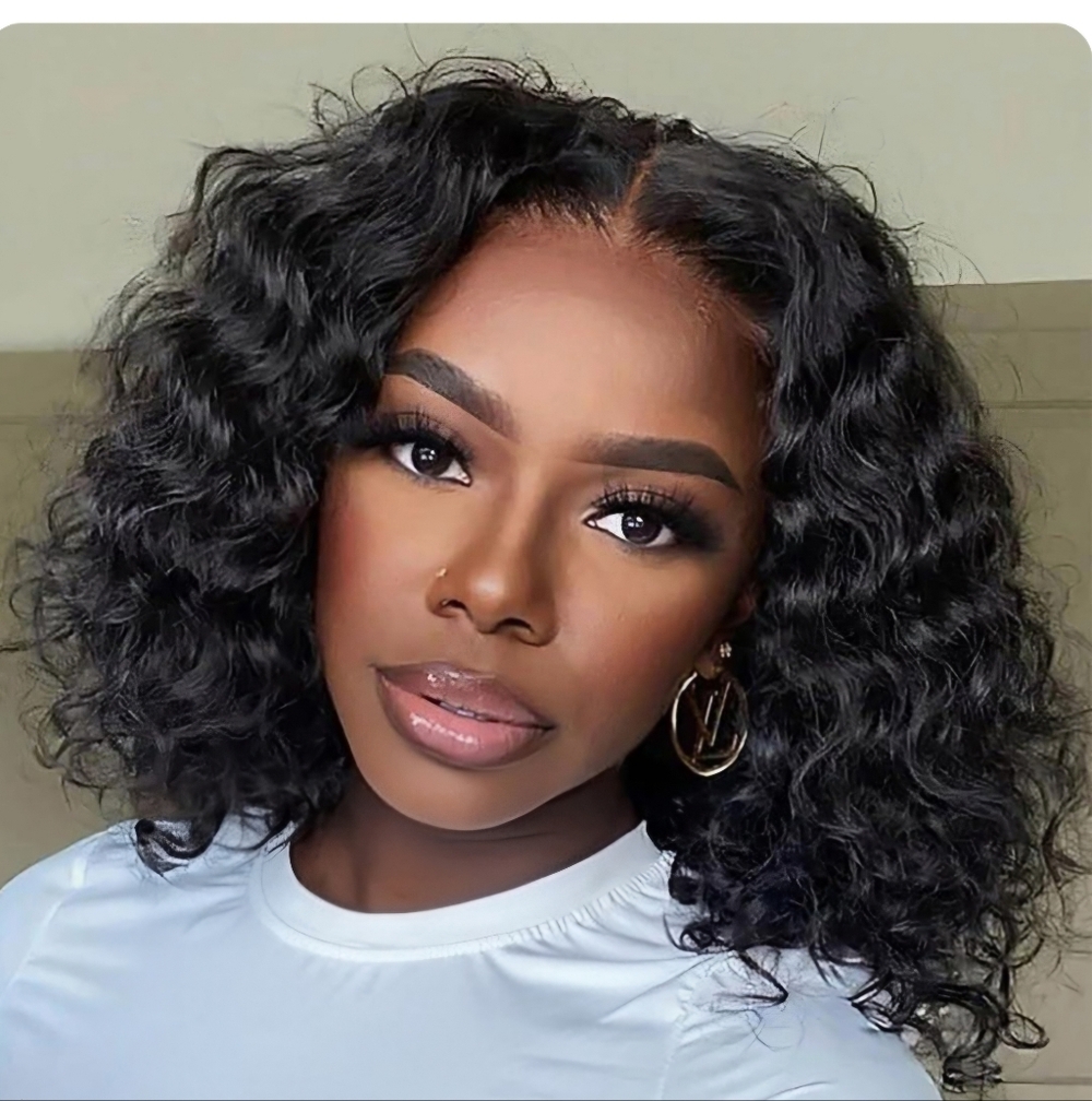 New Loose Wave 14 In. Human Hair Bob Wig